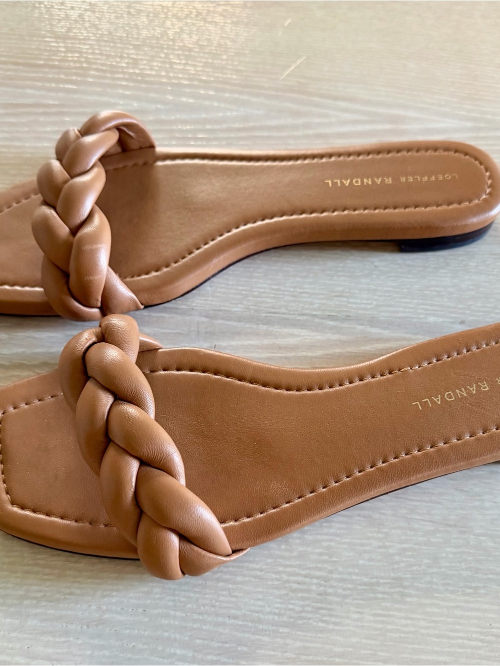 Loeffler Randall Cognac Braided Slide Sandals, Size 10 - Picture 3 of 4